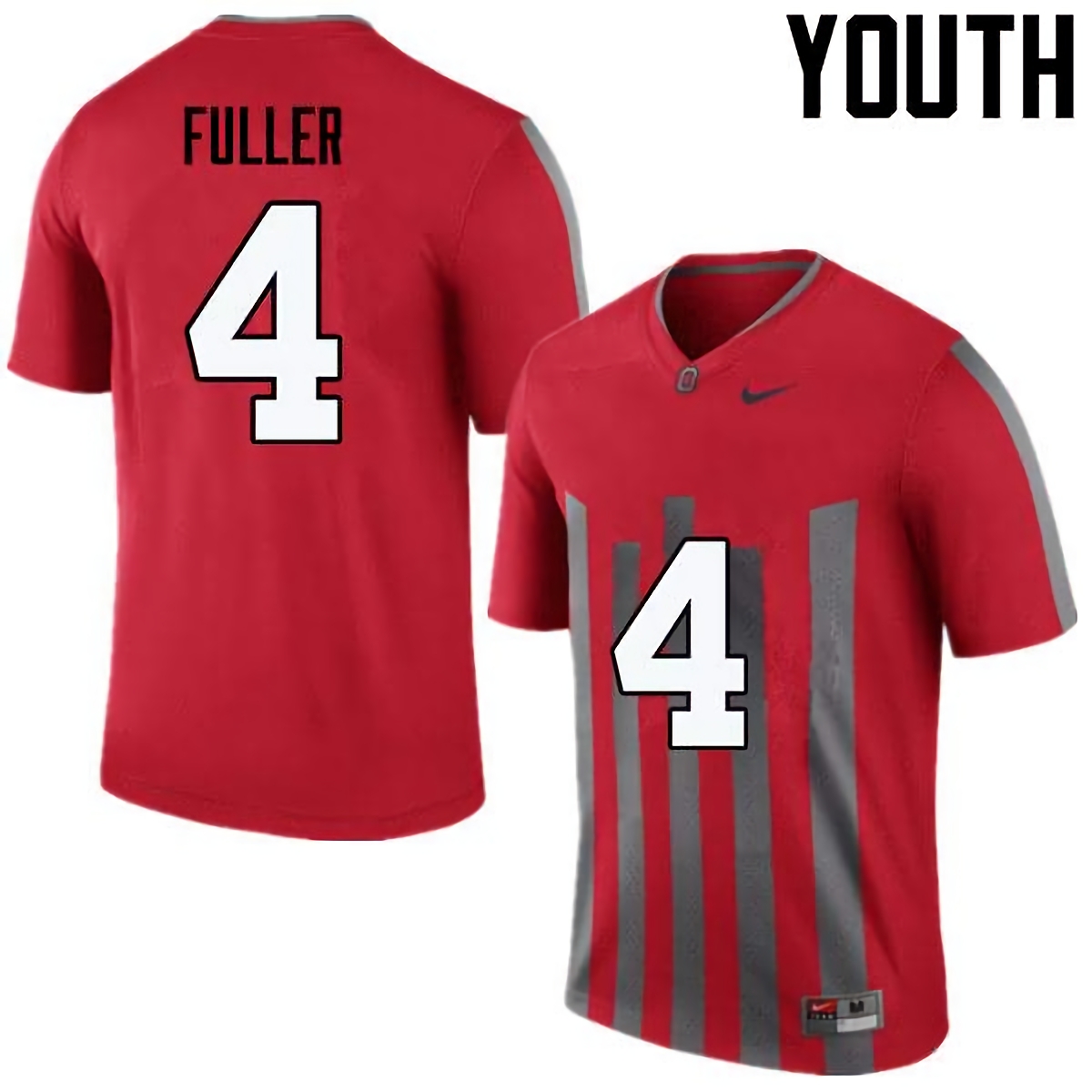 Jordan Fuller Ohio State Buckeyes Youth NCAA #4 Nike Throwback Red College Stitched Football Jersey PTY2756YS